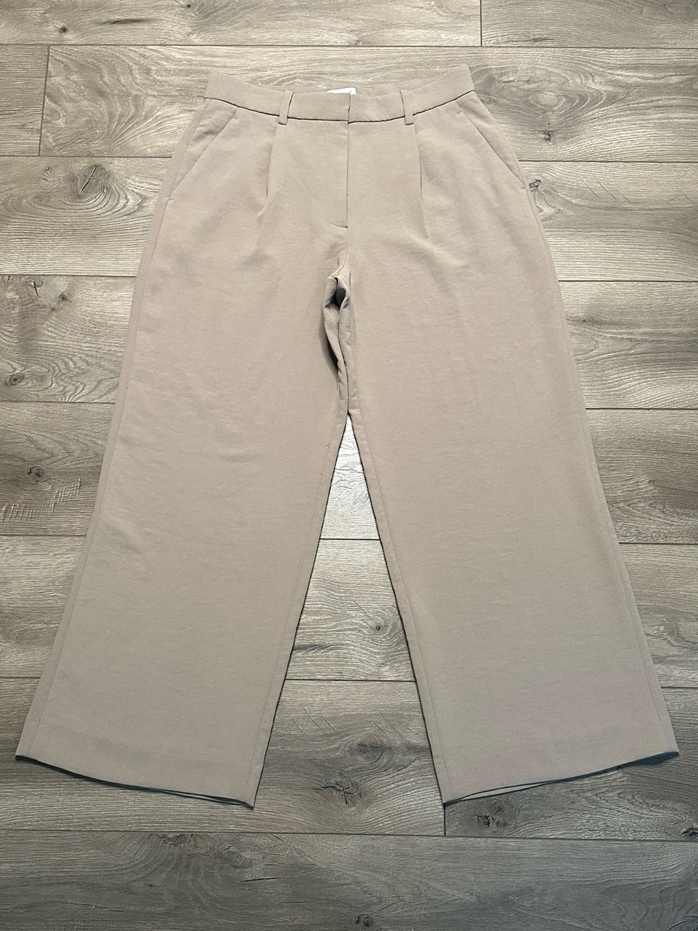 Abercrombie & Fitch Sloan Tailored Wide Leg Pleated High Rise Dress Pants Tan 30 - Picture 2 of 13